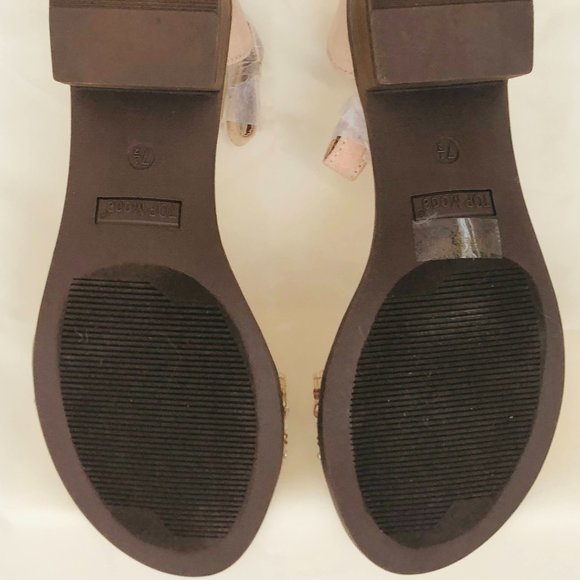 New Women's Top Moda Blush Beaded Vision Sandal Wrap Around Ankle Size 7.5 Suede - Picture 3 of 9